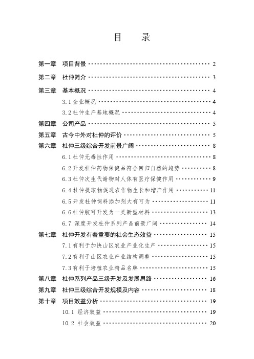 杜仲综合开发项目可行性研究报告