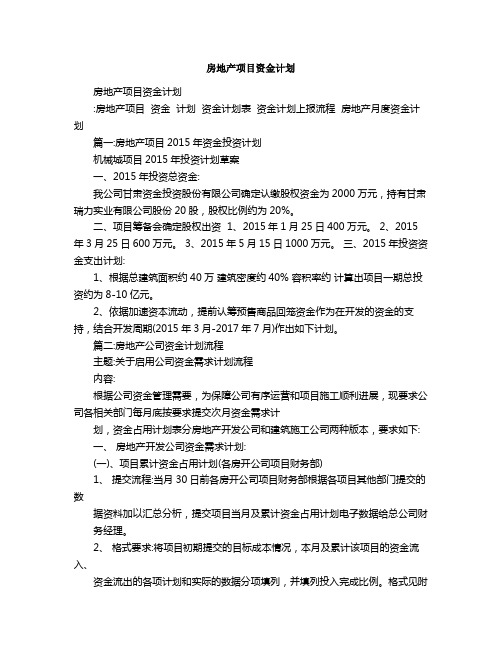 房地产项目资金计划