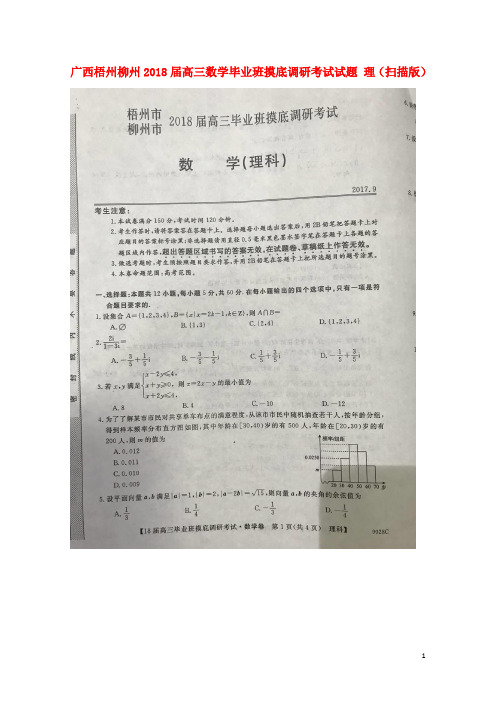 广西梧州柳州2018届高三数学毕业班摸底调研考试试题理扫描版201710160193