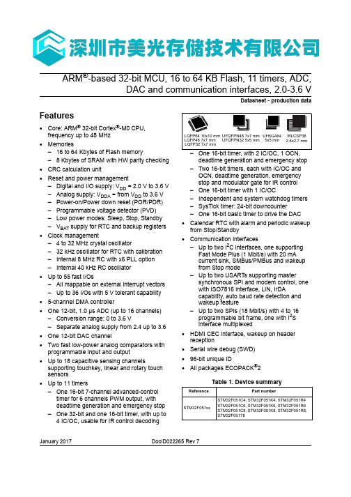 MEMORY存储芯片STM32F051K8T6中文规格书