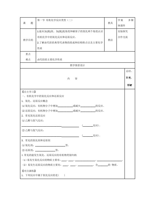 2012高二化学教案2.1有机反应类型第二课时(鲁科版选修5)