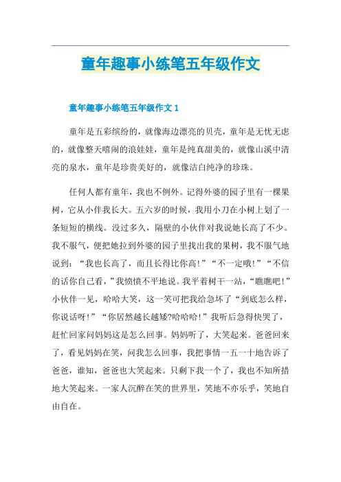 童年趣事小练笔五年级作文