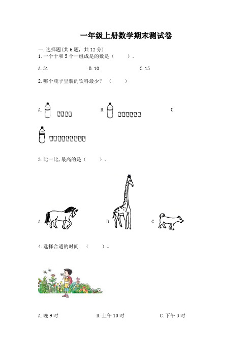 一年级上册数学期末测试卷附参考答案(满分必刷)