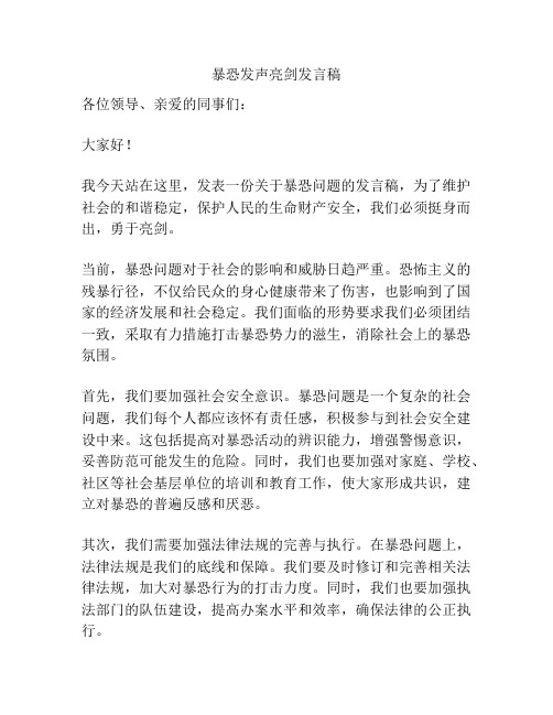 暴恐发声亮剑发言稿