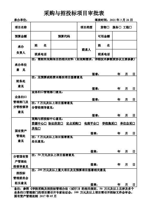 采购与招投标审批表