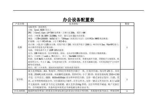 办公设备配置表