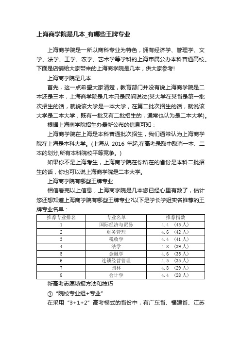 上海商学院是几本_有哪些王牌专业