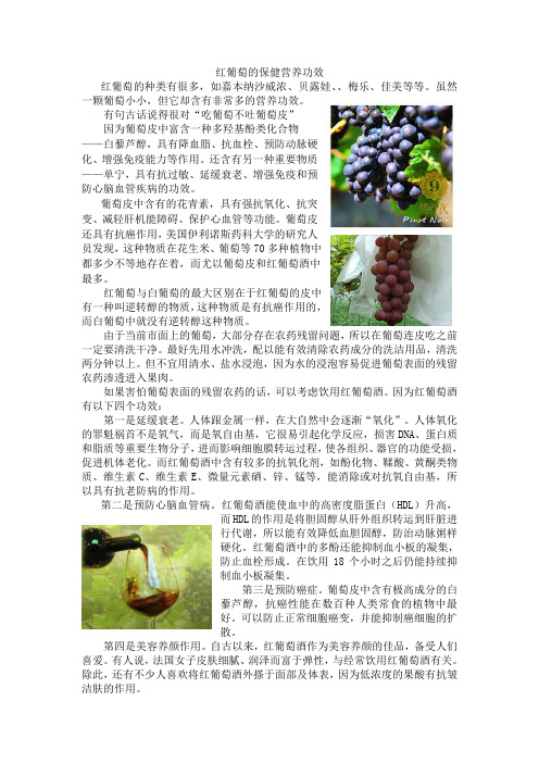 红葡萄的保健营养功效