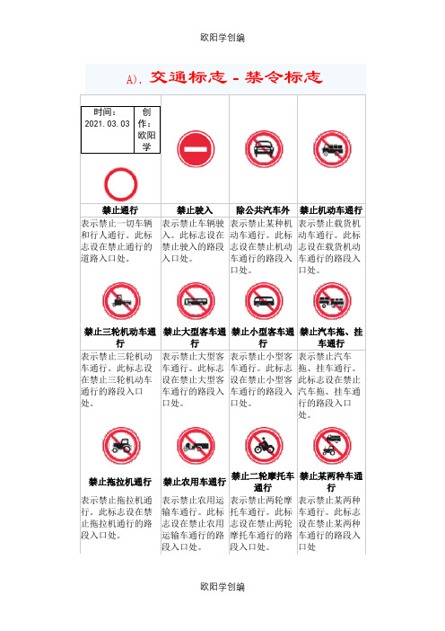 交通标志图片图解大全22页之欧阳学创编