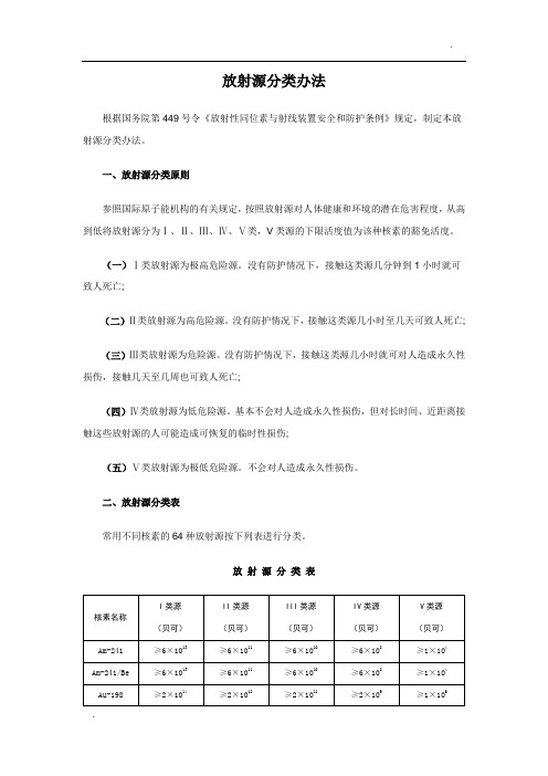 放射源分类