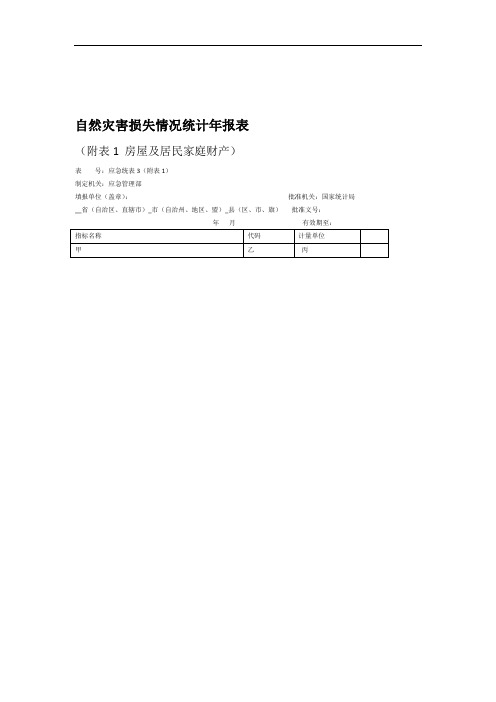 自然灾害损失情况统计年报表 房屋及居民家庭财产2020版