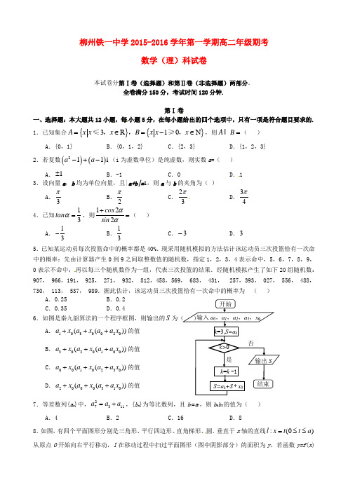 广西柳州铁路第一中学高二数学上学期期末考试试题 理