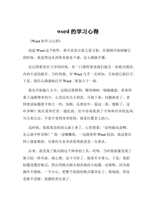 word的学习心得