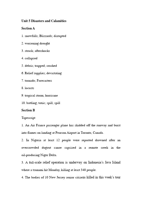 Unit 5 Disasters and Calamities