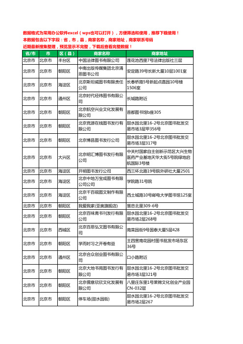 2020新版北京市北京市图书有限公司工商企业公司商家名录名单黄页联系电话号码地址大全314家
