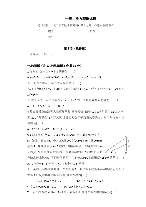 一元二次方程经典复习题(含答案)