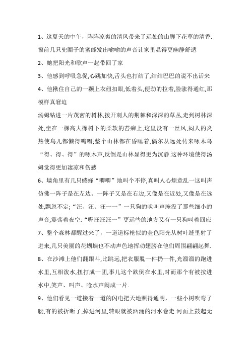 汤姆索亚历险记的好句摘抄