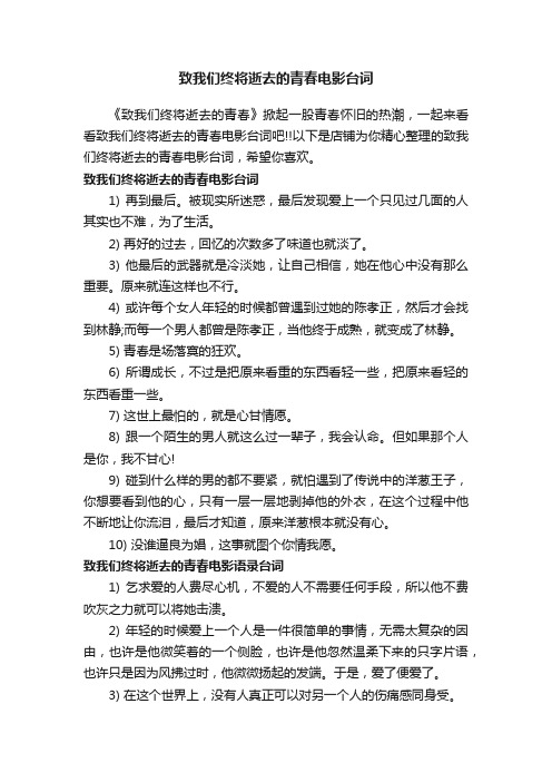 致我们终将逝去的青春电影台词