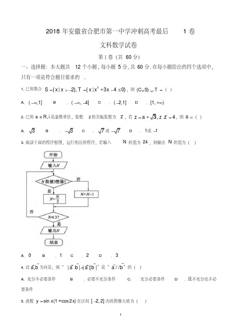 安徽省合肥一中2018届高三冲刺高考最后1卷数学文