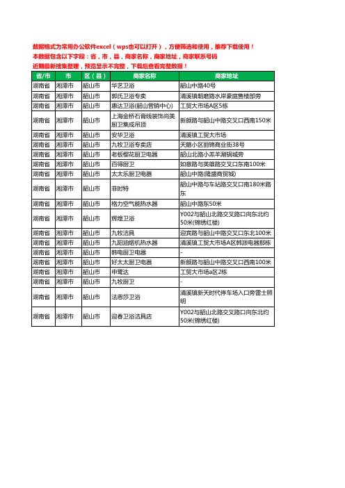 2020新版湖南省湘潭市韶山市卫浴工商企业公司商家名录名单黄页联系电话号码地址大全20家