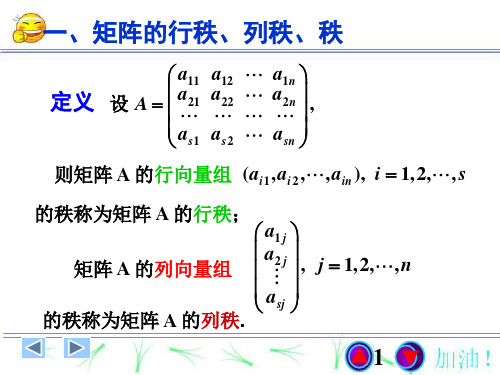 高等代数课件：第十三课矩阵的行秩、列秩、秩