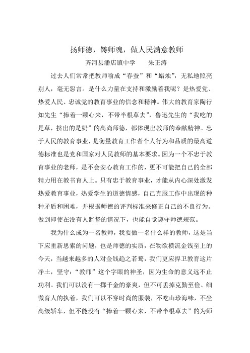 扬师德,铸师魂,做人民满意教师