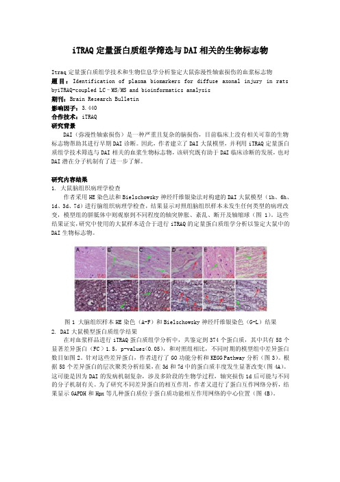 利用iTRAQ定量蛋白质组学筛选与DAI相关的生物标志物