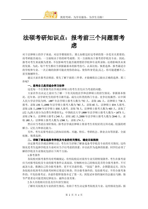 法硕考研知识点：报考前三个问题需考虑