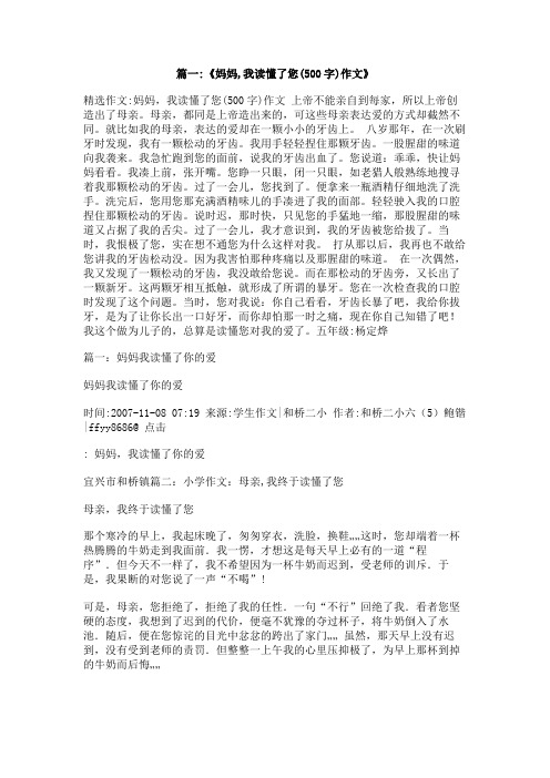 作文那次,我读懂了母爱500字