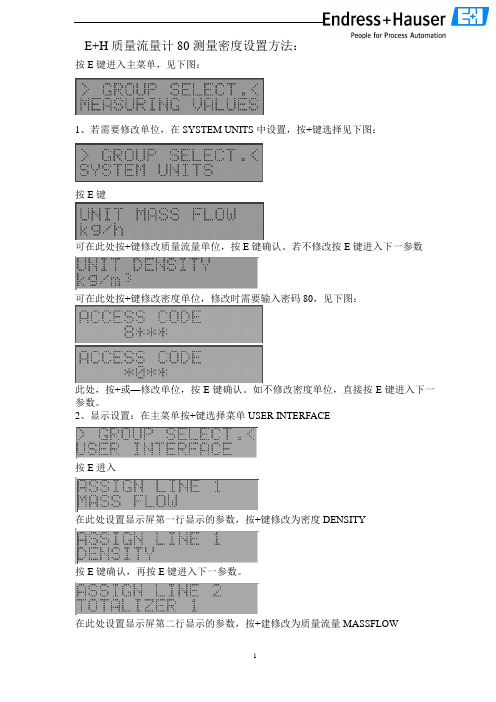 E+H质量流量计测密度参数设置