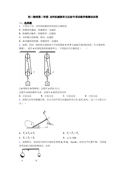 初二物理第二学期 功和机械能单元达标专项训练学能测试试卷