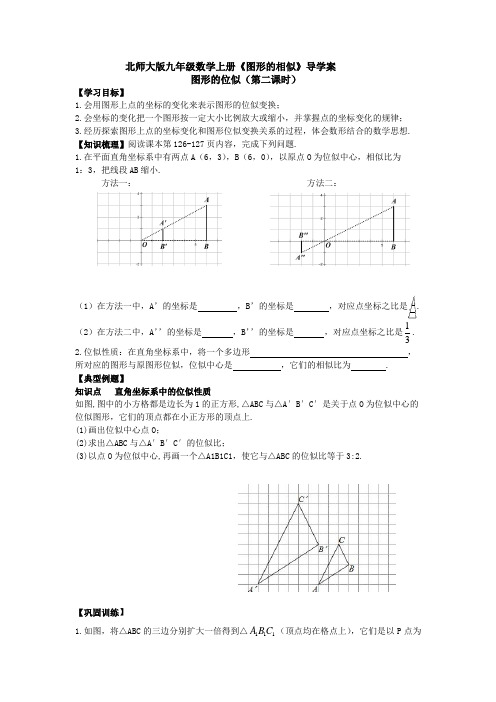 北师大版九年级数学上册《图形的相似》导学案：图形的位似(第二课时)