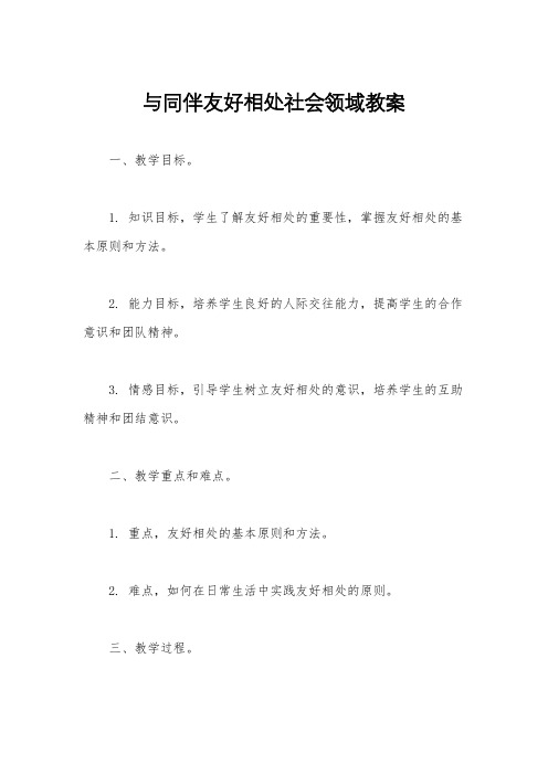 与同伴友好相处社会领域教案