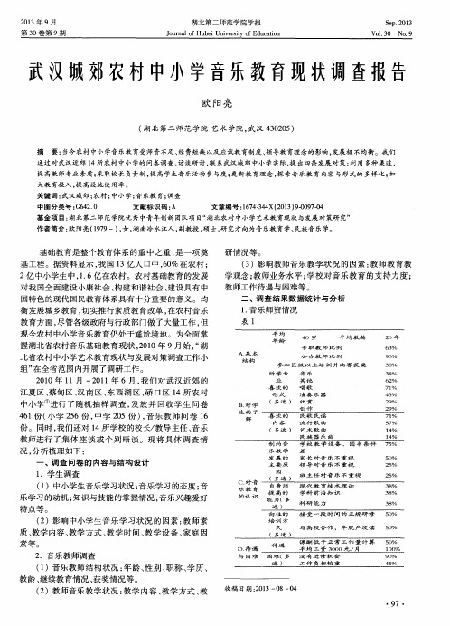 武汉城郊农村中小学音乐教育现状调查报告