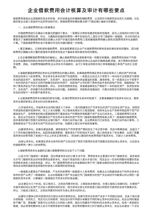 企业借款费用会计核算及审计有哪些要点