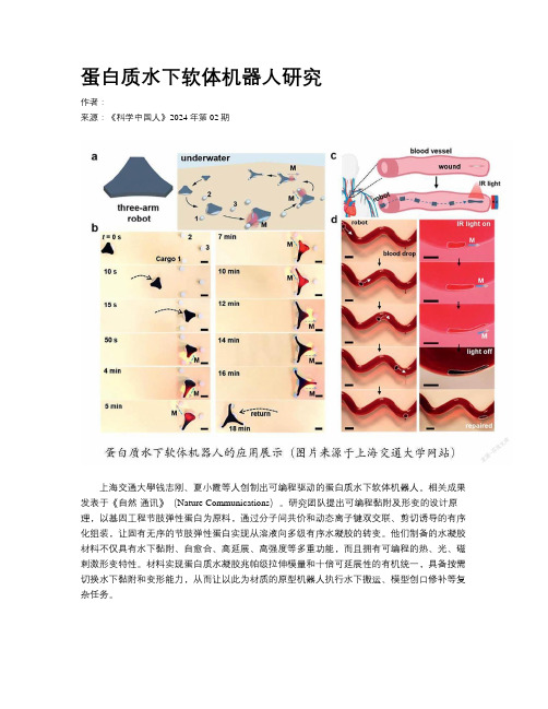 蛋白质水下软体机器人研究