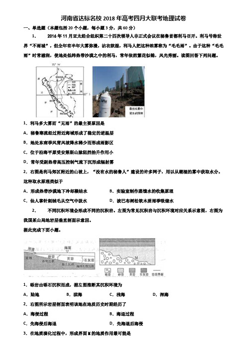 河南省达标名校2018年高考四月大联考地理试卷含解析