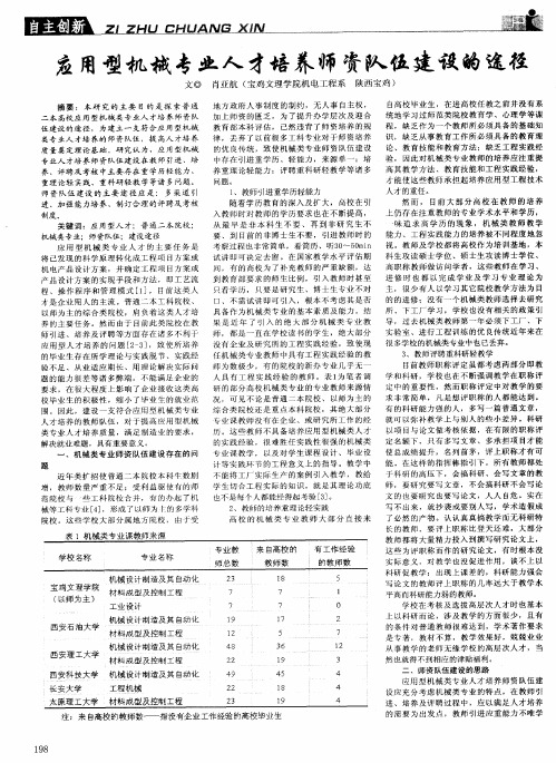 应用型机械专业人才培养师资队伍建设的途径