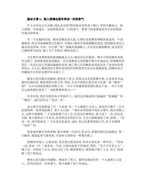 精选职场励志文章,陷入困境也要有再试一次的勇气