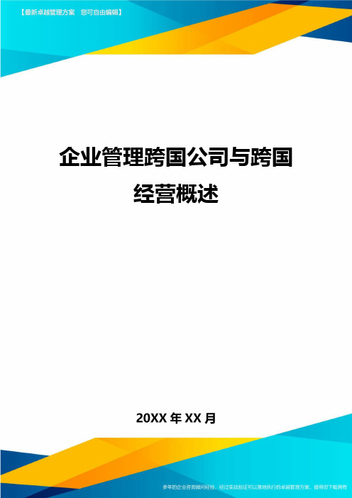 企业管理跨国公司与跨国经营概述方案