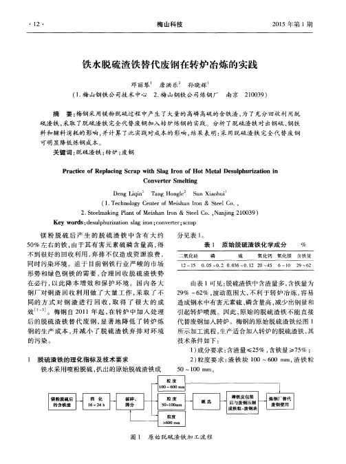 铁水脱硫渣铁替代废钢在转炉冶炼的实践