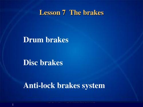 Lesson 7  The brakes