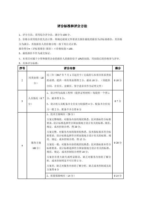 评分标准和评分方法