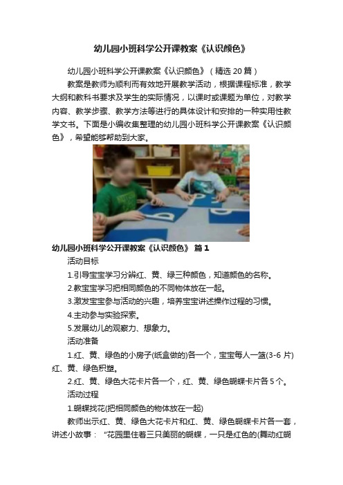 幼儿园小班科学公开课教案《认识颜色》