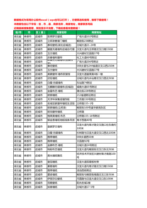 2020新版湖北省孝感市应城市墙纸工商企业公司商家名录名单联系电话号码地址大全38家