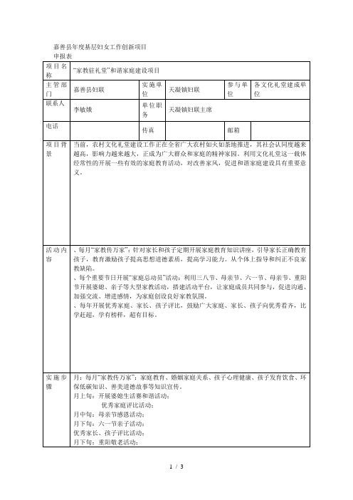 嘉善县度基层妇女工作创新项目