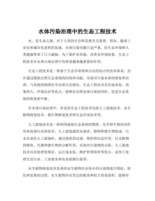 水体污染治理中的生态工程技术