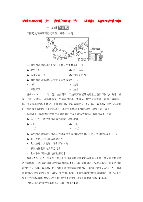 高中地理课时跟踪检测六流域的综合开发__以美国田纳西河流域为例含解析新人教版必修3