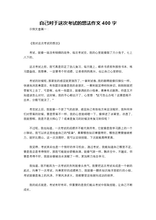 自己对于这次考试的想法作文400字