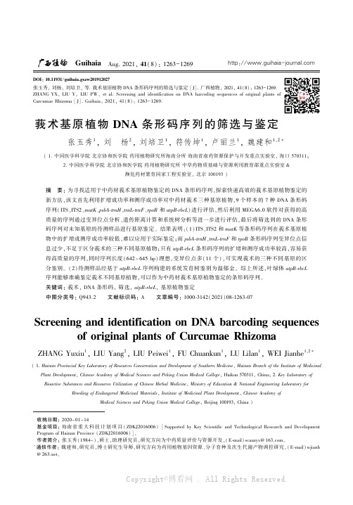 莪术基原植物ＤＮＡ 条形码序列的筛选与鉴定